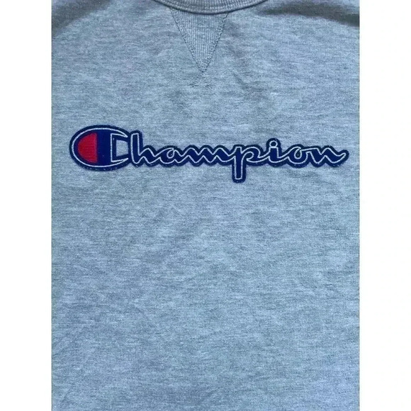 Vintage Champion Embroidered Logo Crewneck Gray Athletic Men's Large - Picture 5 of 10
